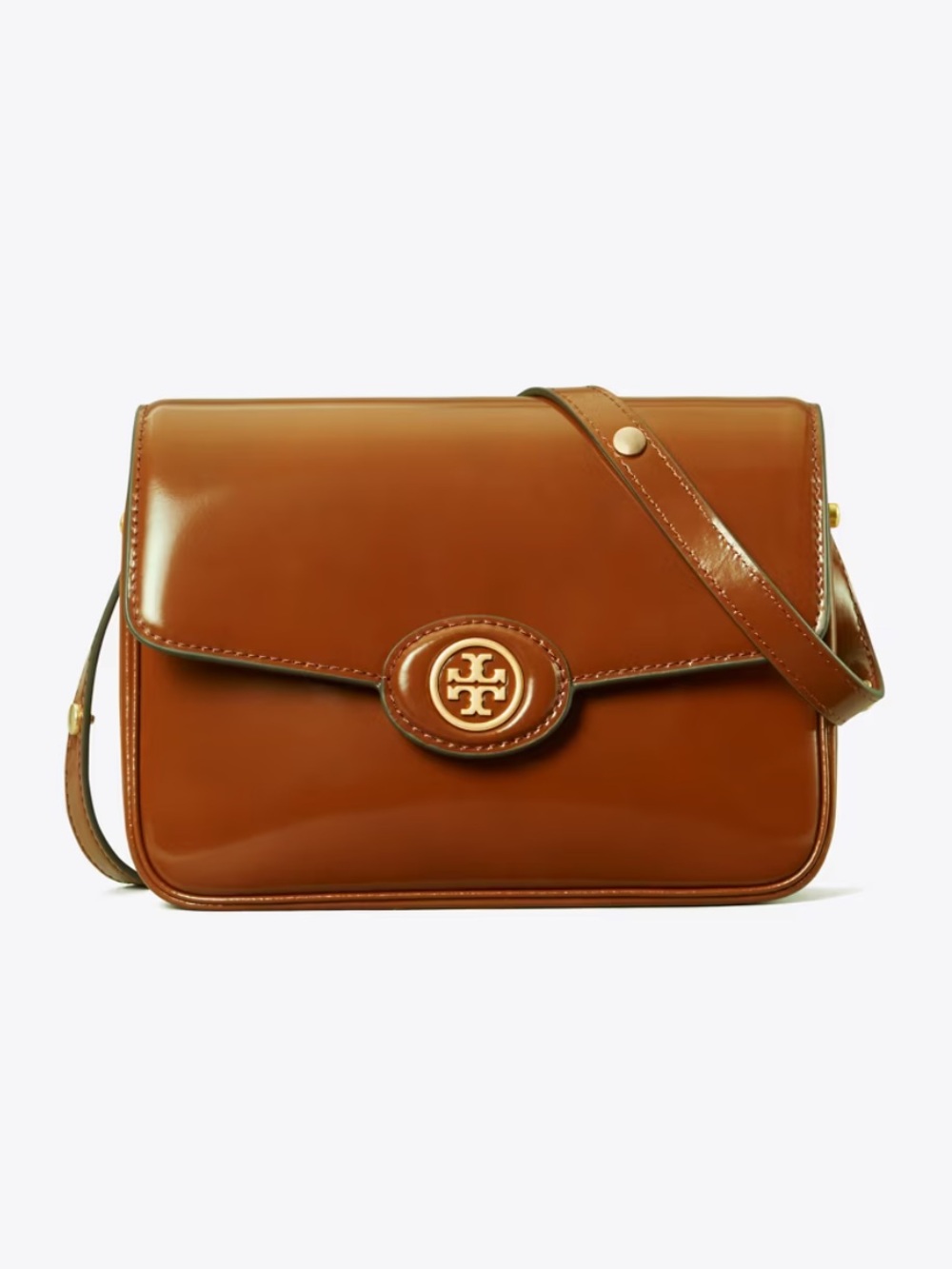 TORY BURCH Robinson Spazzolato Shoulder Bag, Dark Sienna